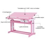 Vaikų reguliuojamo aukščio ir pasvirimo kampo rašomasis stalas (Rožinė)