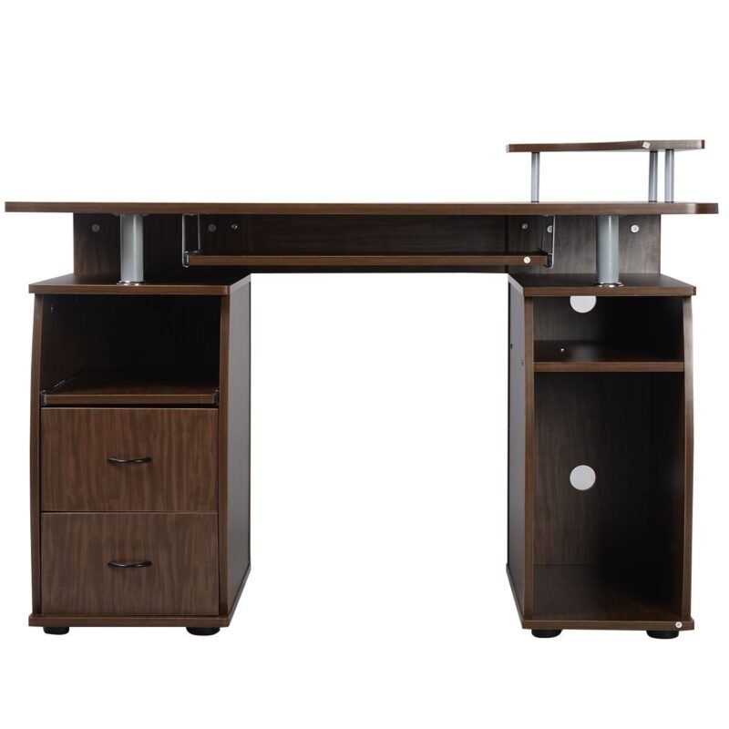 Kompiuterio stalas su ištraukiamu klaviatūros padėklu ir spausdintuvo lentyna (Valriekmedžio)