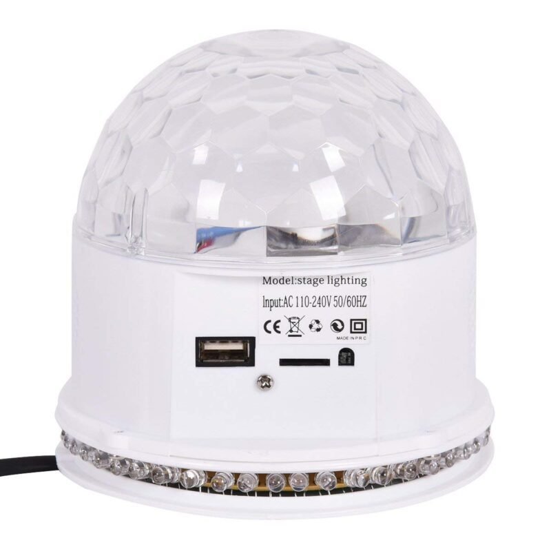 Krištolinis MP3 disko rutulys su RGB LED šviesos efektais (Balta)