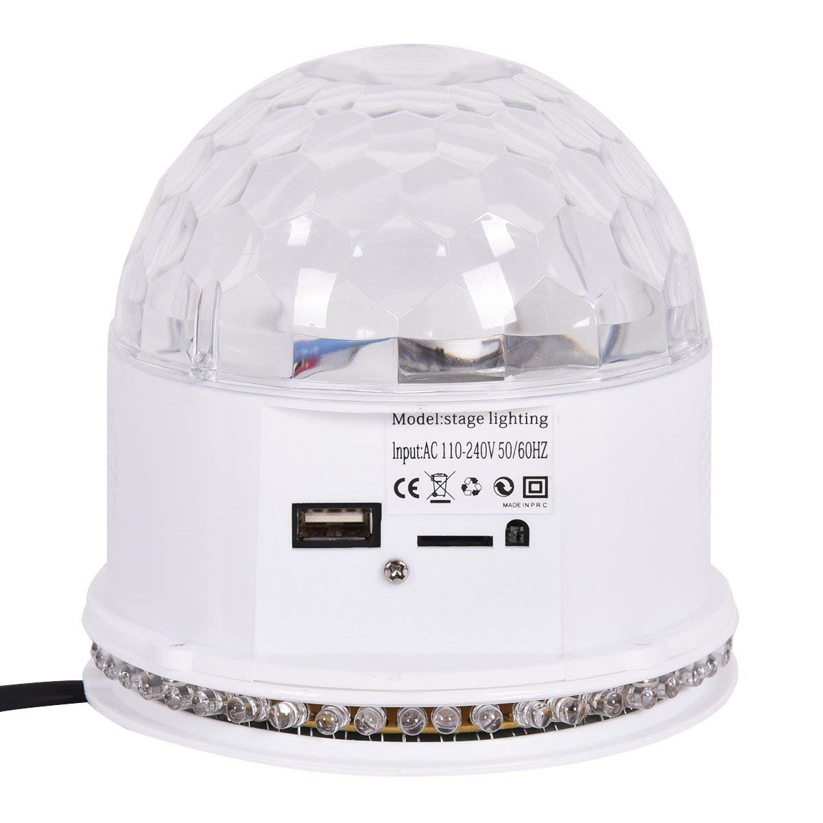 617odz8d1xl._sl1200_ Krištolinis MP3 disko rutulys su RGB LED šviesos efektais (Balta)