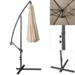 Pakabinamas lauko skėtis su rankena ir UV apsauga 3 m (Smėlio spalva)