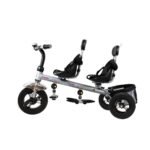 Daugiafunkcis dvivietis vaikiškas triratis su stūmimo rankena (Juoda)