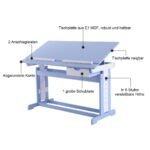 Reguliuojamas aukščio ir pasvirimo kampo vaikiškas rašomasis stalas (Mėlyna)