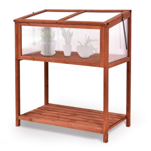 Medinis šiltnamis su lentyna 90x50x105 cm (Medinė)