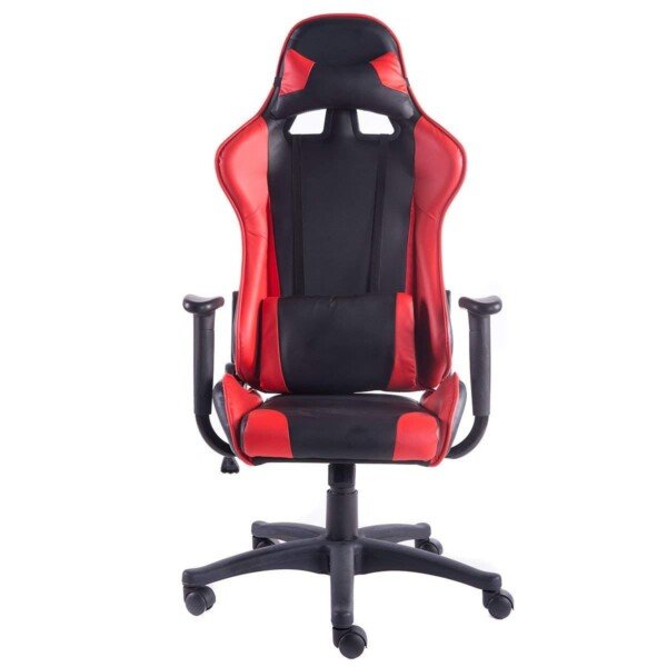 Sportinio stiliaus biuro ir žaidimų kėdė su supimo funkcija (Raudona ir juoda)