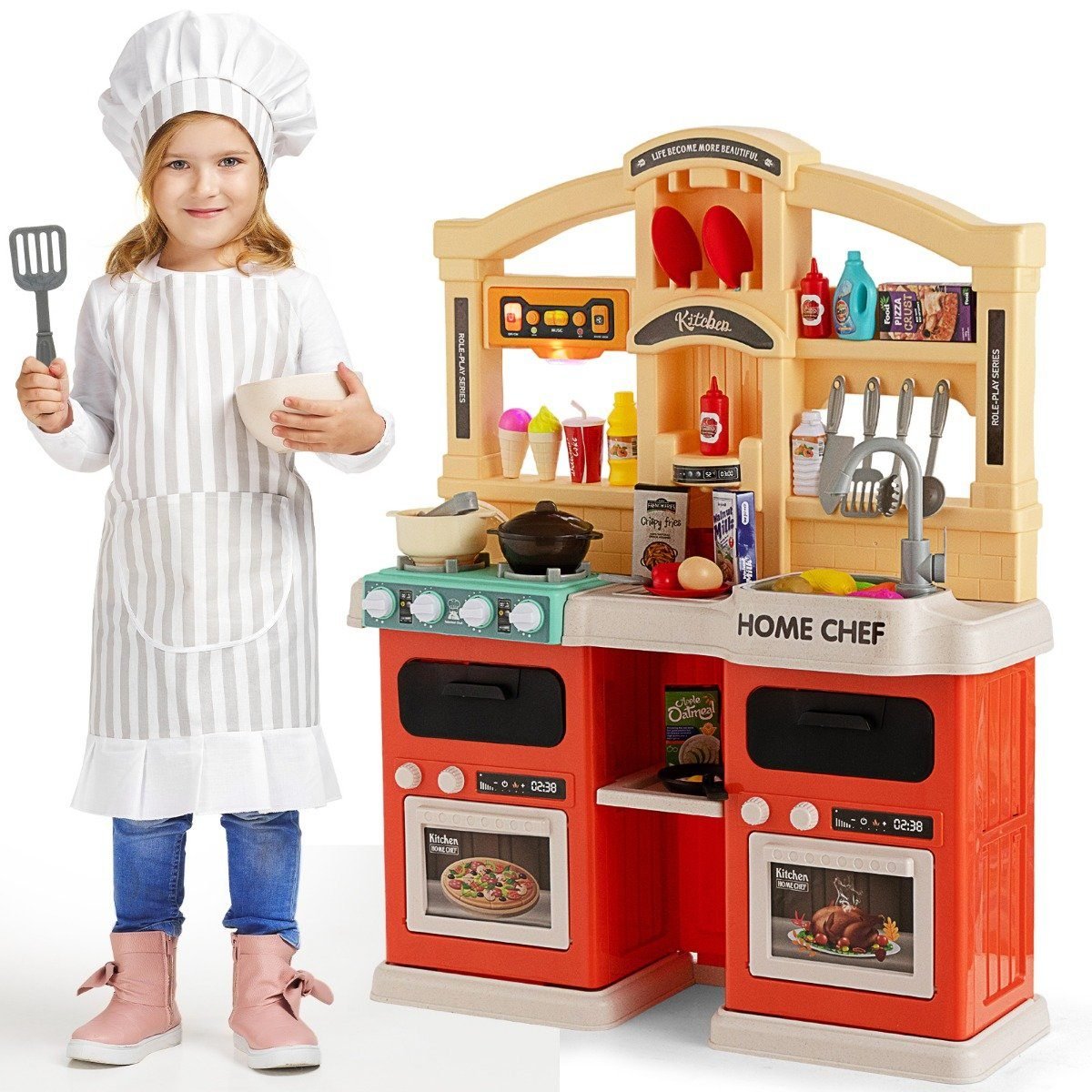 69-teilige-spielk_che-kinderk_che-tp10035or-1_6_ Daugiafunkcinė vaikiška virtuvėlė su garso ir šviesos efektais (Oranžinė)