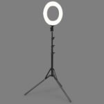 14 colių LED žiedinė lempa su reguliuojamu stoveliu (Juoda)