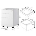 Biuro spintelė su trimis stalčiais ir ratukais (Balta)