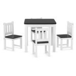 Medinė vaikų kėdutės ir stalo grupė (Balta)