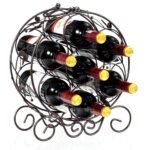 Stovas 7 vyno buteliams geležies 31 x 16 x 36 cm (Bronzos)