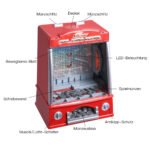 Klasikinis arkadinis monetų stumdomasis žaidimas su garso ir šviesos efektais (Raudona)