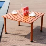 Sulankstomas pušies medienos lauko stalas 70x69 cm (Ruda)