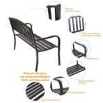 Tvirtas plieninis sodo suoliukas su dryžuotu dizainu (Juoda)