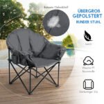 Sulankstoma kempingo kėdė su puodelių laikikliu (Pilka)