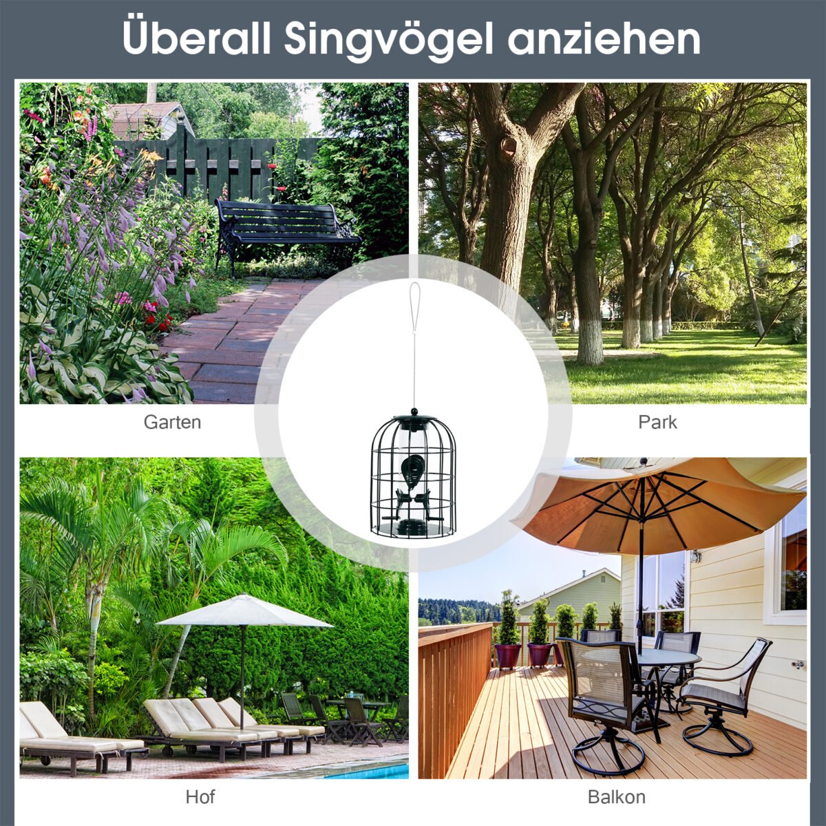 Eichhörnchensicher paukščių lesykla (Tamsiai žalia)