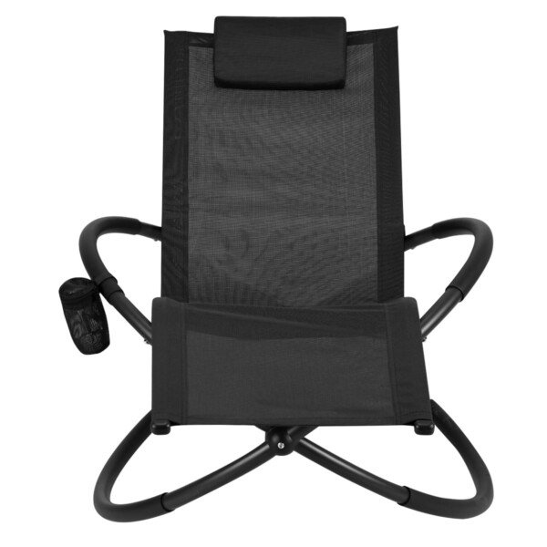 Sulankstoma lauko gultavietė su puodelių laikikliu (Juoda)