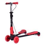 Vaikutis paspirtukas su keturiais ratukais ir rankiniu stabdžiu (Raudona)