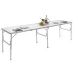 Sulankstomas aliuminio stalas 240x60 cm (Sidabrinė)