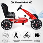Vaikų kartingas su reguliuojama sėdyne ir pedalais (Raudona)