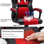 Ergonomiška biuro ir žaidimų kėdė su reguliuojamu aukščiu (Raudona)