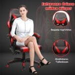 Ergonomiška žaidimų kėdė su reguliuojama atlošo atrama (Raudona)