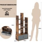 Atvira 7 pakopų knygų lentyna su stalčiumi (Ruda)