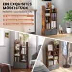 Atvira 7 pakopų knygų lentyna su stalčiumi (Ruda)