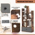 Atvira 7 pakopų knygų lentyna su stalčiumi (Ruda)