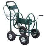 Metalinė sodo žarnos ritė su krepšiu (Žalia)