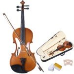 4/4 dydžio smuiko rinkinys pradedantiesiems su dėklu ir priedais (Juoda)