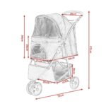 Sulankstomas vežimėlis gyvūnams su puodelio laikikliu (Juoda)