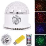 Krištolinis MP3 disko rutulys su RGB LED šviesos efektais (Balta)