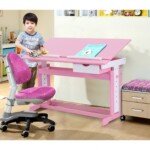 Vaikų reguliuojamo aukščio ir pasvirimo kampo rašomasis stalas (Rožinė)