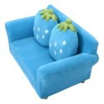Dvivietė vaikiška sofa-fotelis su koralinio aksomo apmušalu (Mėlyna)