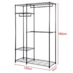 Reguliuojama metalinė drabužių spinta su kabykla 120 x 45 x 180 cm (Juoda)