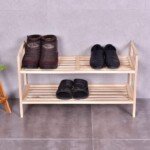 Praplečiama medinė pušies batų lentyna su rankena (Natūrali)