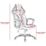 Reguliuojamo aukščio ergonomiška biuro ir žaidimų kėdė (Balta)