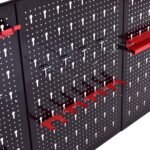 Perforuota įrankių sienelė 120x60 cm su 17 dalių laikiklių rinkiniu (Juoda)