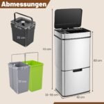Nerūdijančio plieno šiukšliadėžė su judesio jutikliu 72 l (Sidabrinė)