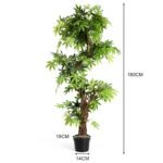 Dekoratyvinė dirbtinė augalo puošmena iš medžio kamieno (Žalia)