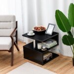 Kvadratinis kavos staliukas trijų lygių (Juoda)