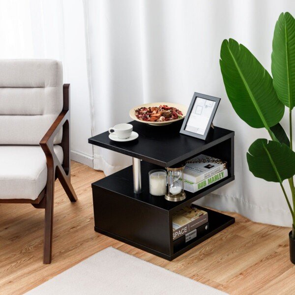 Kvadratinis kavos staliukas trijų lygių (Juoda)