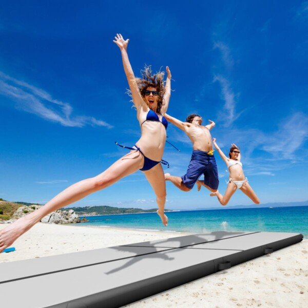 Pripučiamas gimnastikos čiužinys 400 x 100 x 10 cm (Juoda)