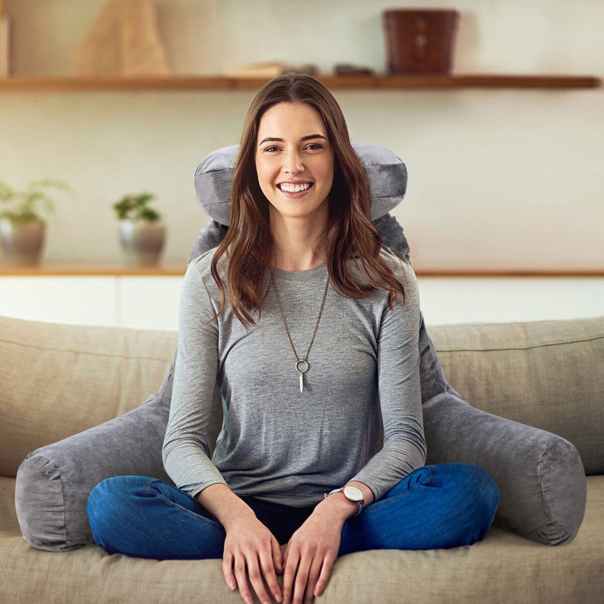 Atlošiama pagalvėlė su atramomis rankoms (Pilka)