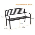 Tvirtas plieninis sodo suoliukas su dryžuotu dizainu (Juoda)