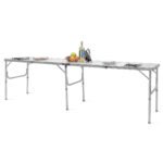 Sulankstomas aliuminio stalas 240x60 cm (Sidabrinė)