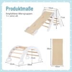 Medinis Montessori laipiojimo trikampis su čiuožykla (Balta)