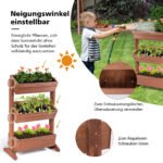 3 pakopų medinė gėlių lentyna (Ruda)