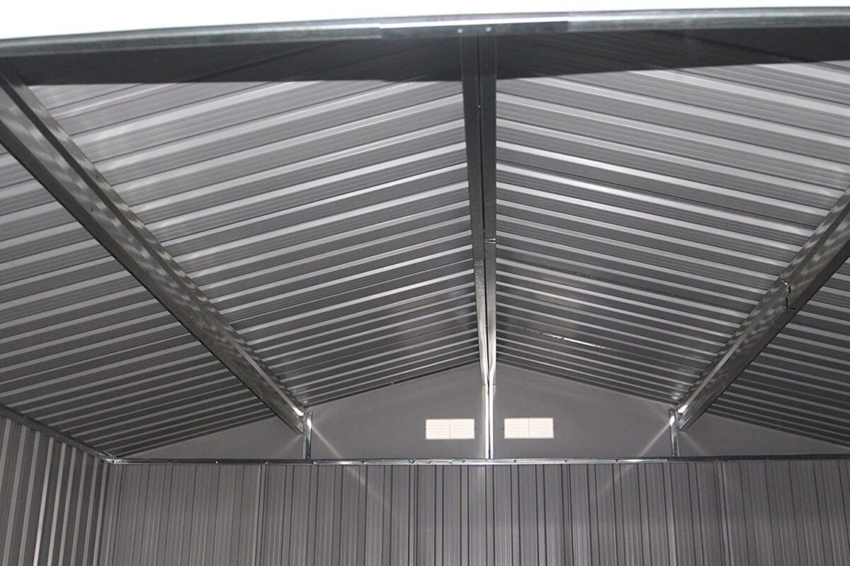 Sodo namelis su metaliniu pamatu 213x127x185 cm (Tamsiai pilka)