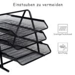 Metalinis trijų lygių dokumentų ir laiškų dėklas (Juoda)